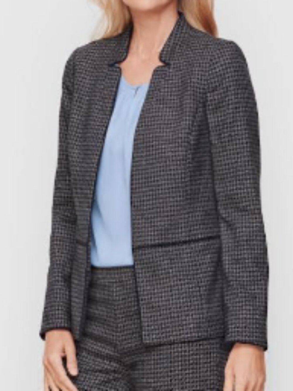TALBOTS Stretch Houndstooth Tweed Open Front Jacket - size 2P